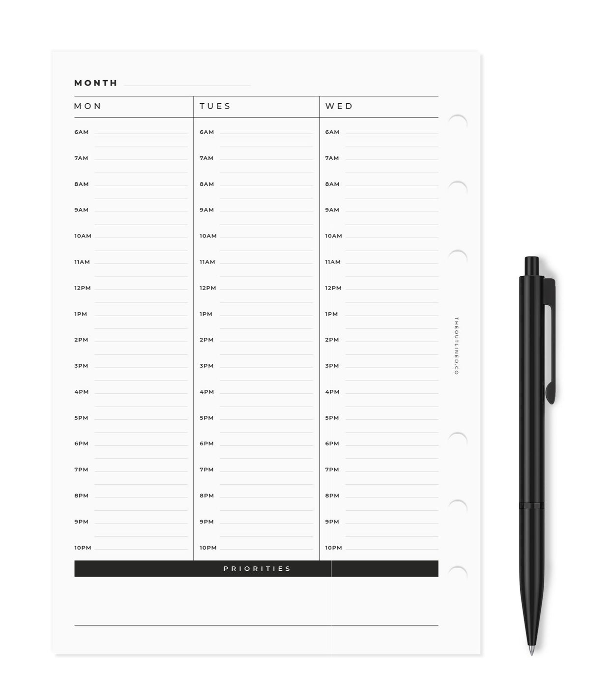 Hourly Layout - Undated Inserts