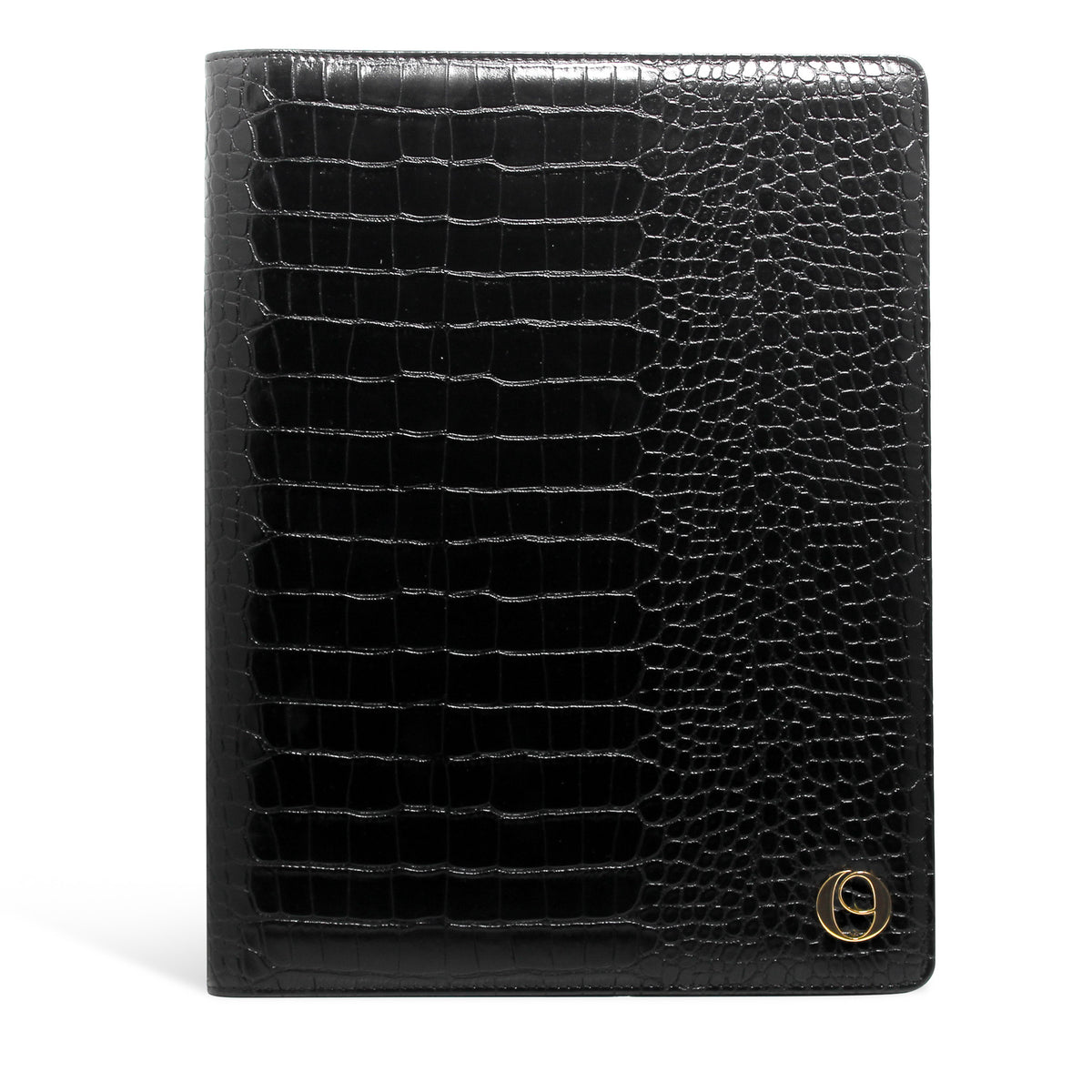 A4 Croc Leather Padfolio Cover - Noir
