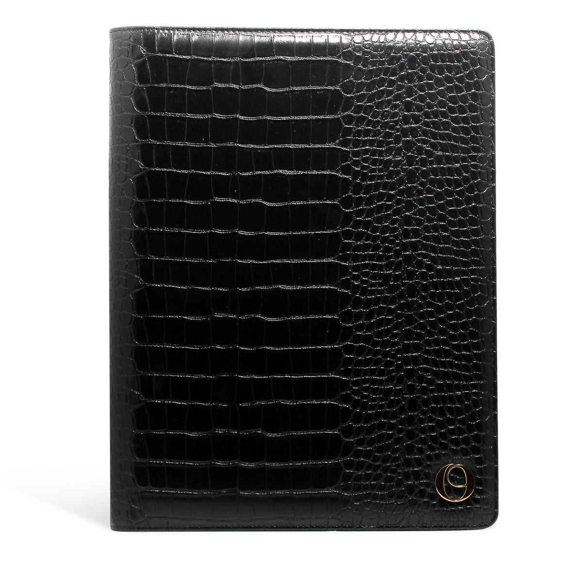 A4 Croc Leather Padfolio Cover - Noir