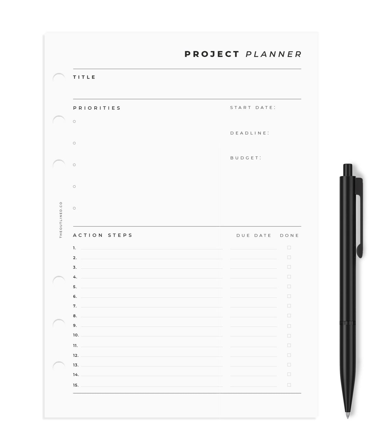 Project Planner Inserts